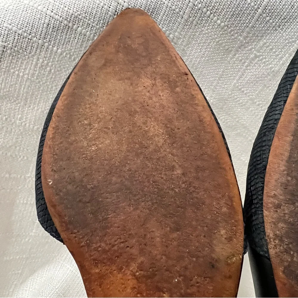 Cole Haan Flats Blue Navy Snakeskin Pattern Pointed Toe Women’s Size 8.5B - Picture 14 of 16